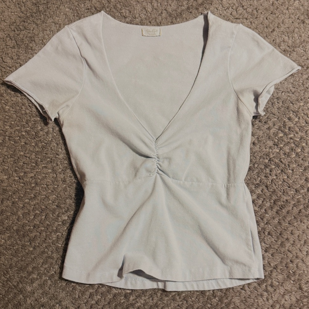 Baby Blue V-Neck Women's Top